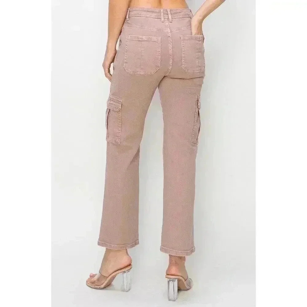 NWT Risen Womens Risen High-Rise Cargo Pants Mauve Size 2XL - Picture 4 of 13